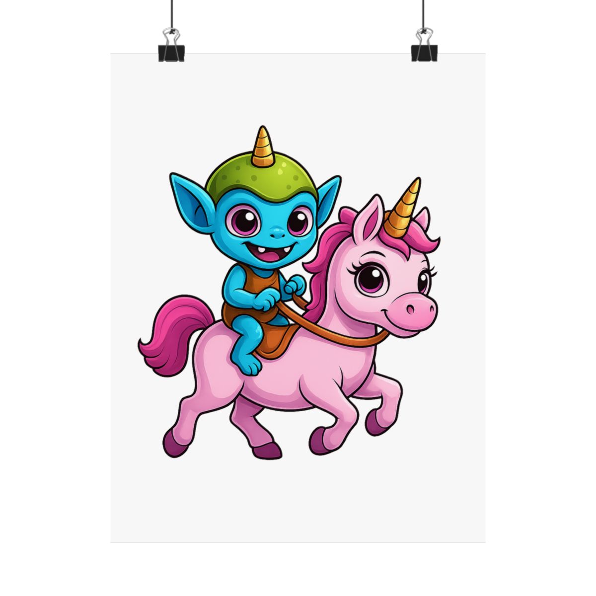 Cute Alien Unicorn Rider UFO Poster | Whimsical Wall Art Print - alternate angle 4, merchandise