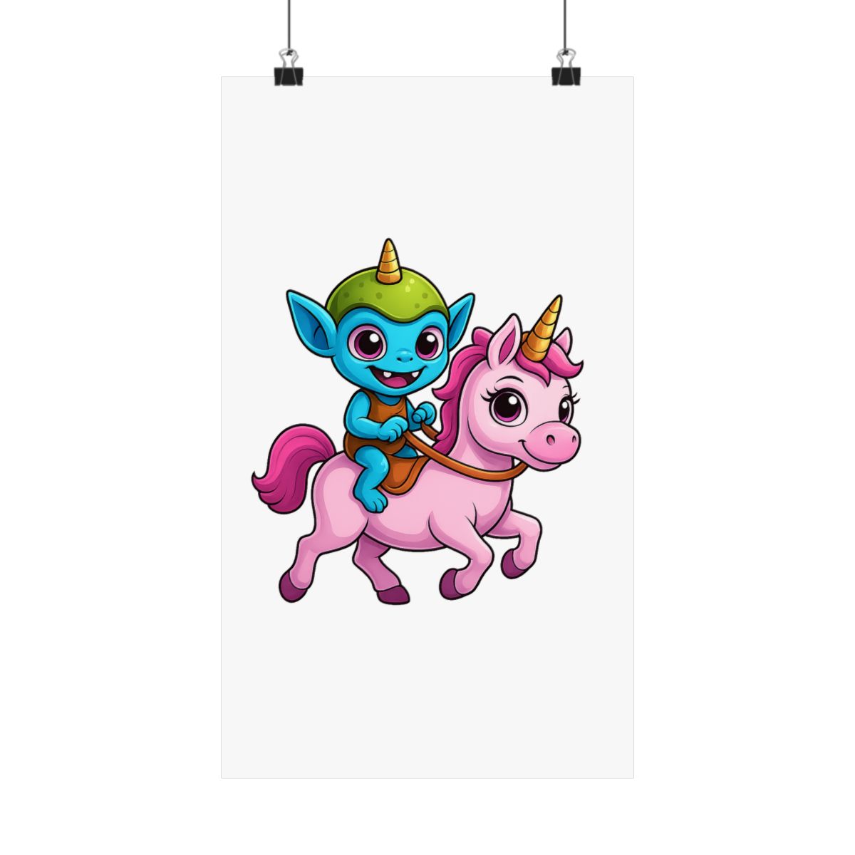 Cute Alien Unicorn Rider UFO Poster | Whimsical Wall Art Print - alternate angle 5, merchandise