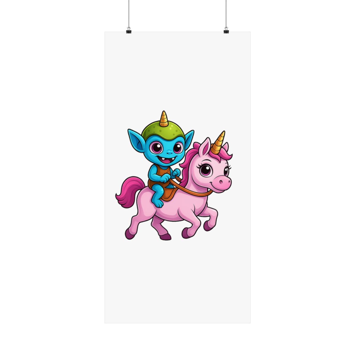 Cute Alien Unicorn Rider UFO Poster | Whimsical Wall Art Print - alternate angle 4, merchandise