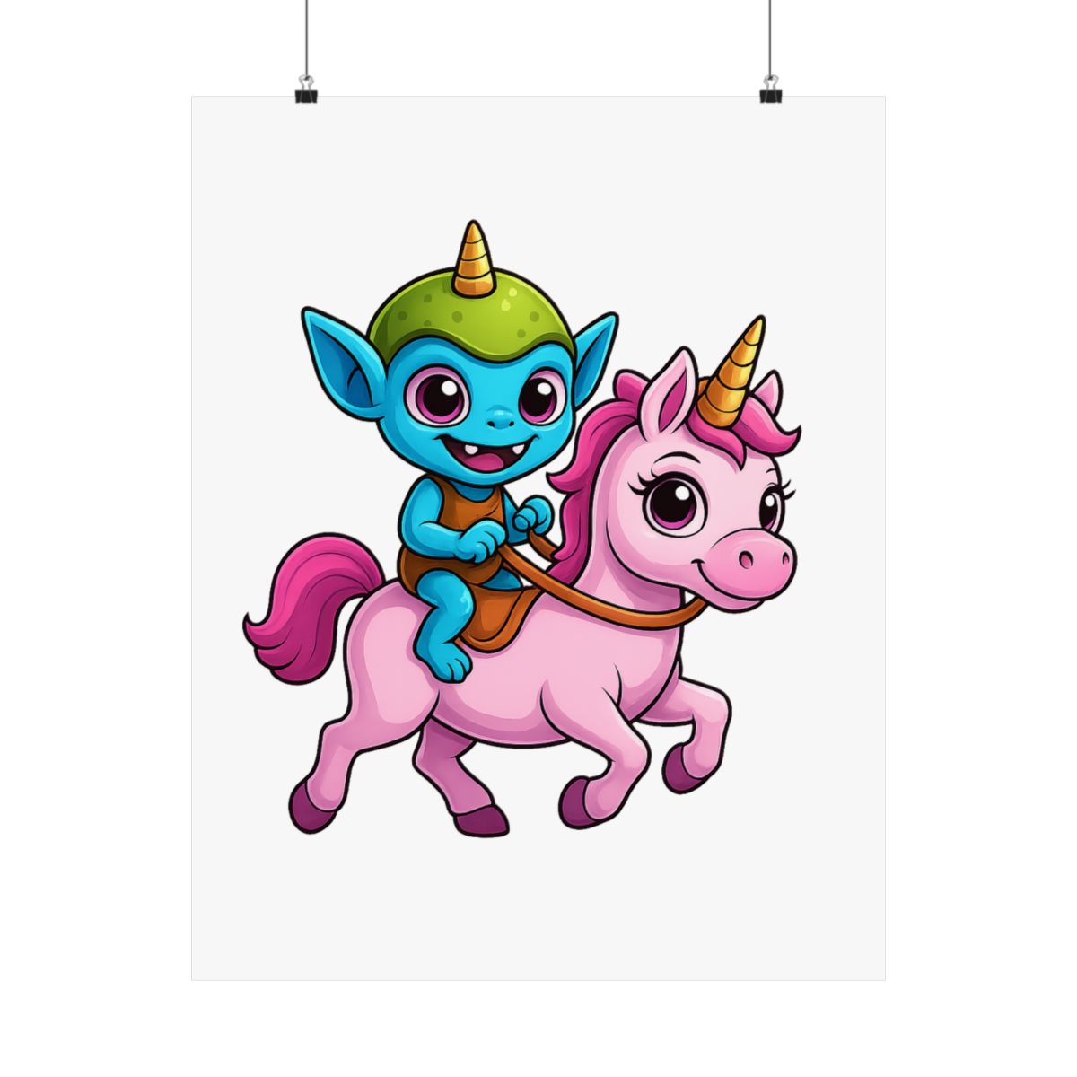 Cute Alien Unicorn Rider UFO Poster | Whimsical Wall Art Print - alternate angle 5, merchandise