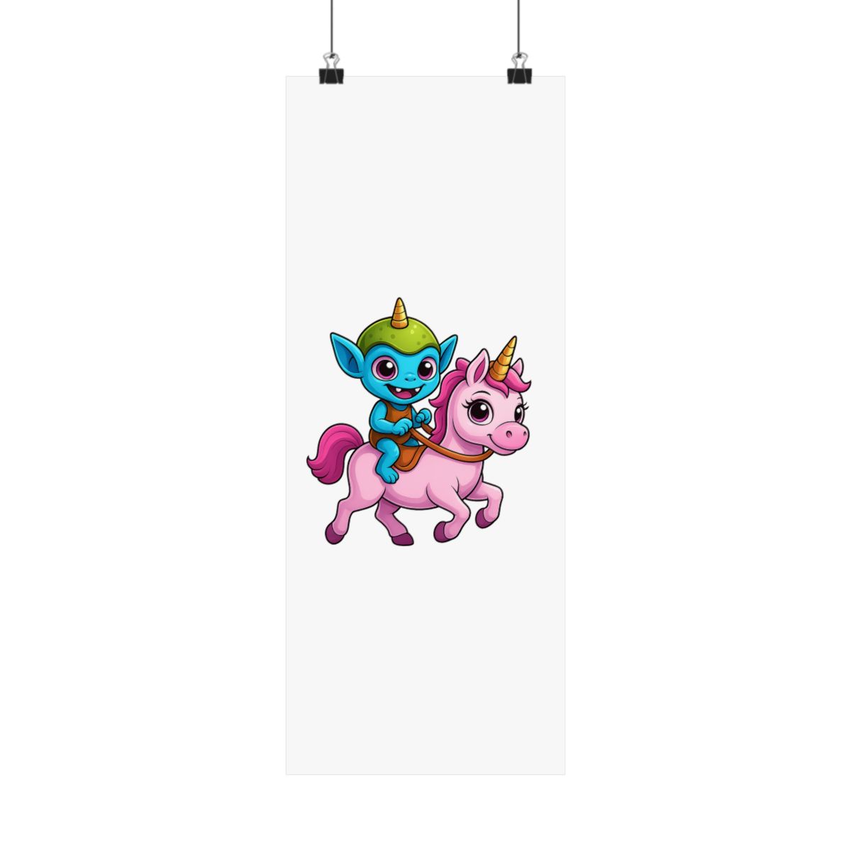 Cute Alien Unicorn Rider UFO Poster | Whimsical Wall Art Print - alternate angle 2, merchandise