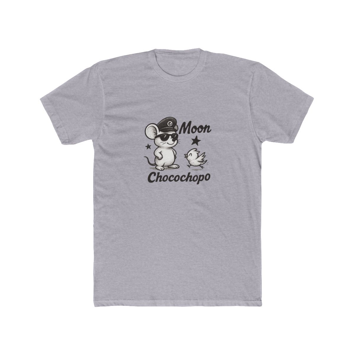 Whimsical Cartoon Mouse Bird Moon Graphic T Shirt - alternate angle 4, merchandise