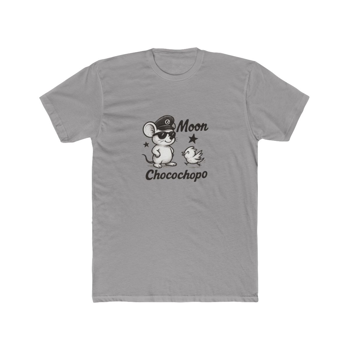 Whimsical Cartoon Mouse Bird Moon Graphic T Shirt