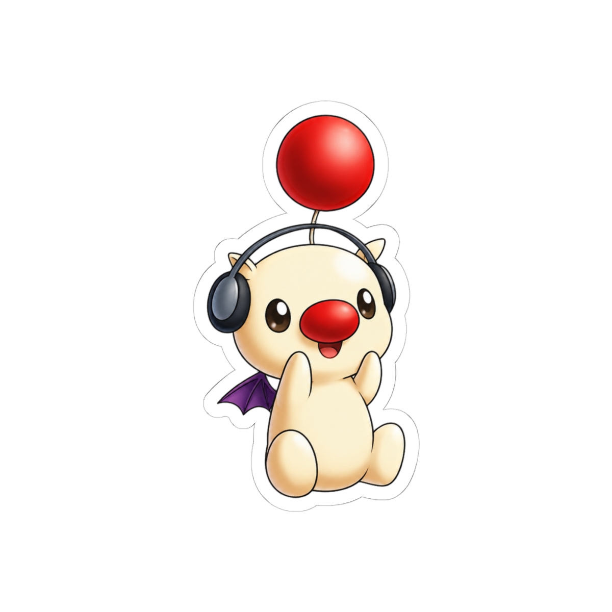 Jamming Moogle with Headphones Final Fantasy Sticker | Cute Vinyl Decal - alternate angle 2, merchandise