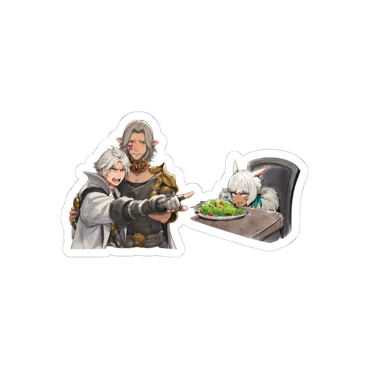 Final Fantasy XIV Thancred Yelling Cat Girl Funny Sticker