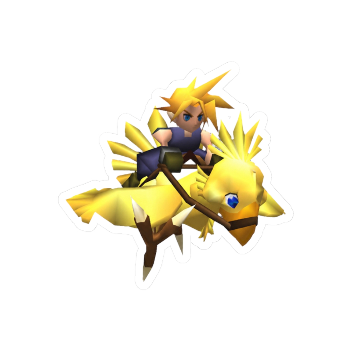 Cloud Riding Chocobo FF7 3D Sprite Sticker - Final Fantasy Gamer Decal - alternate angle 3, merchandise