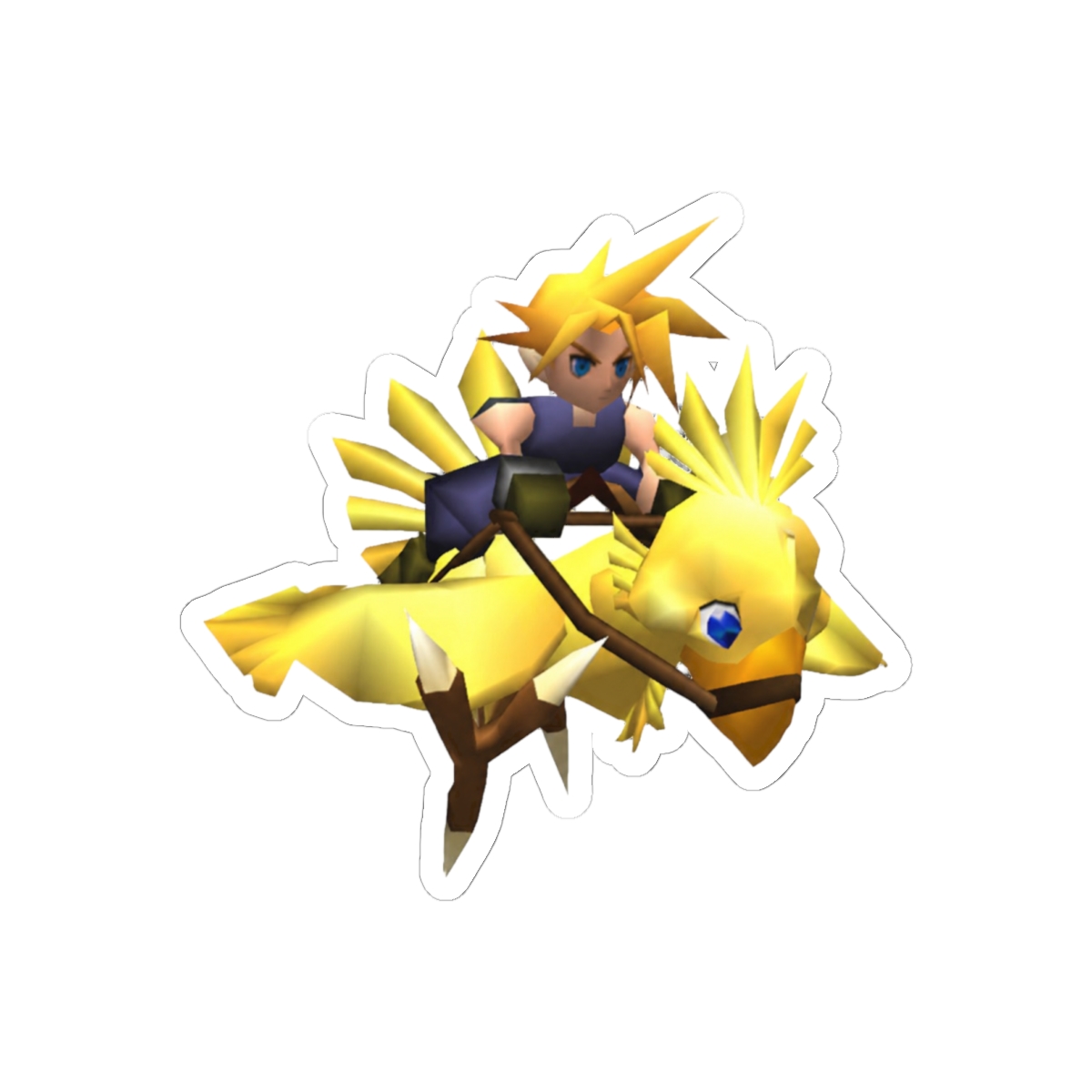Cloud Riding Chocobo FF7 3D Sprite Sticker - Final Fantasy Gamer Decal