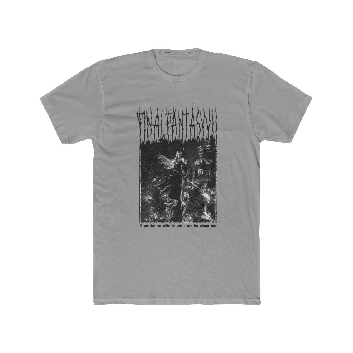 Final Fantasy VII Black Metal T Shirt, FF7 Sephiroth Video Game Tee - alternate angle 2, merchandise