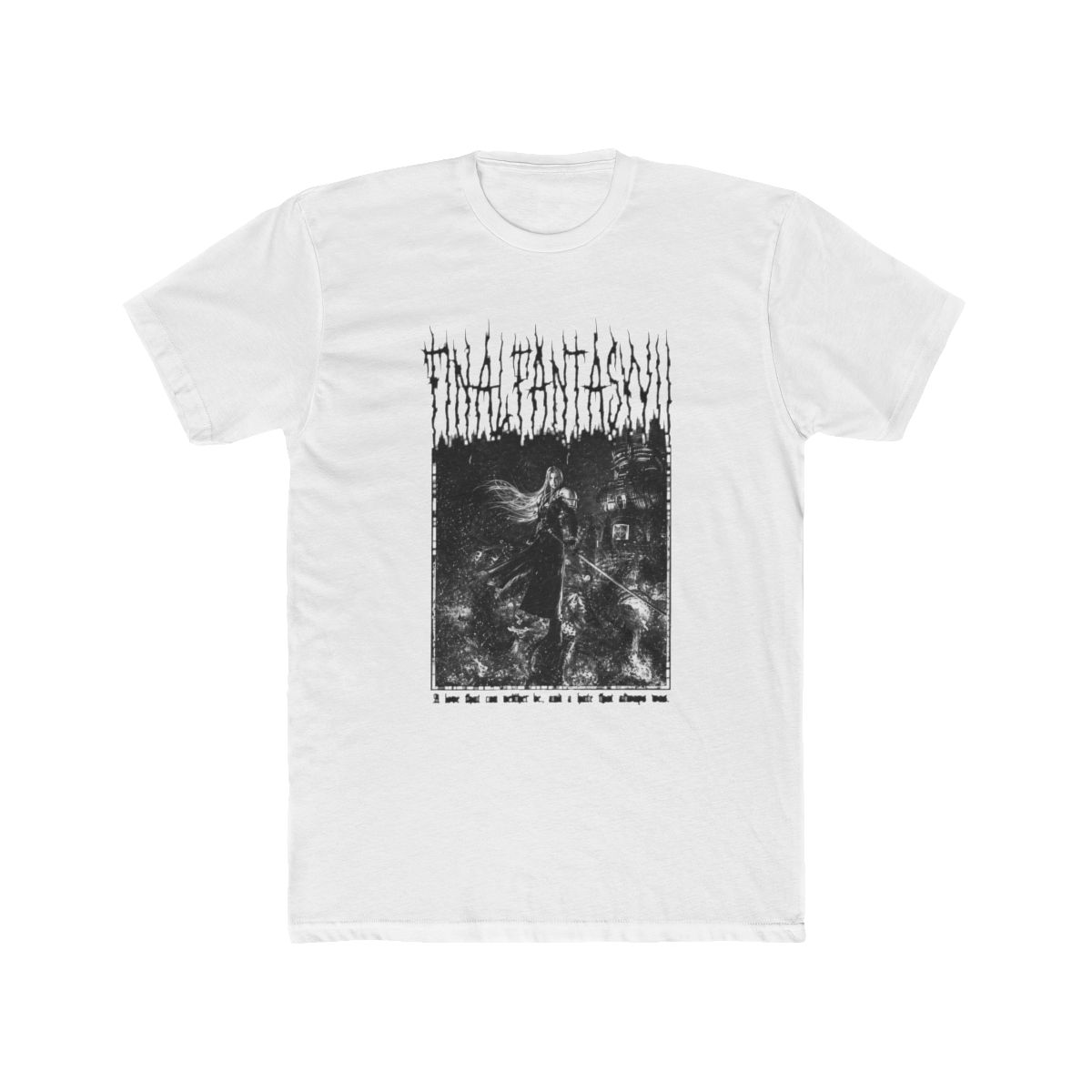 Final Fantasy VII Black Metal T Shirt, FF7 Sephiroth Video Game Tee
