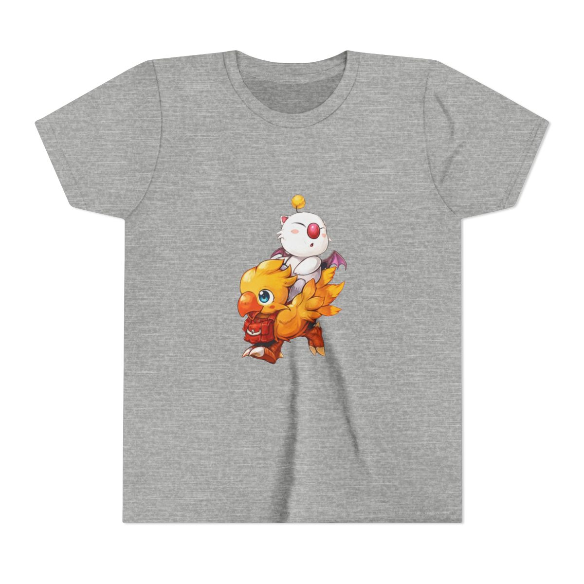 Chocobo and Moogle Final Fantasy Kids T Shirt - Pixel Art Gamer Nostalgia - alternate angle 3, merchandise