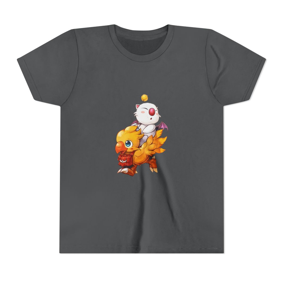 Chocobo and Moogle Final Fantasy Kids T Shirt - Pixel Art Gamer Nostalgia - alternate angle 5, merchandise